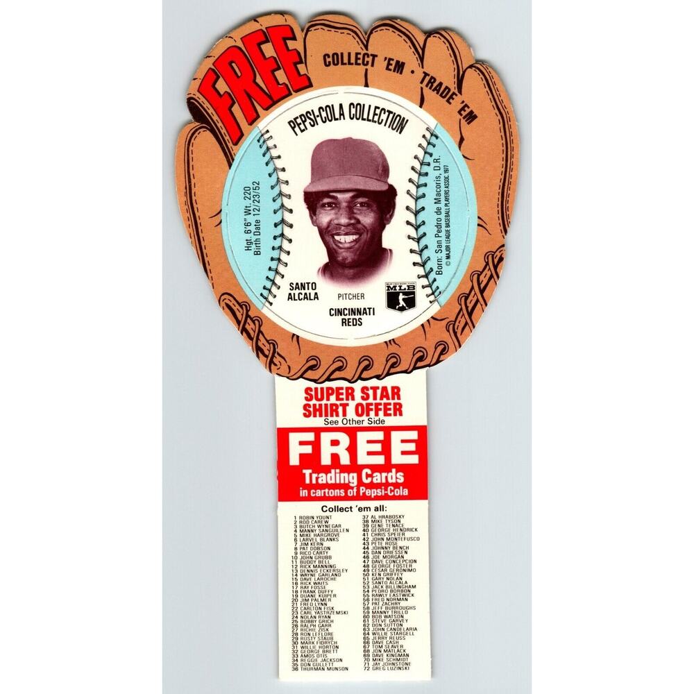Pepsi-Cola Baseball Trading Card 1977 Santo Alcala Cincinnati Reds MLB Trade